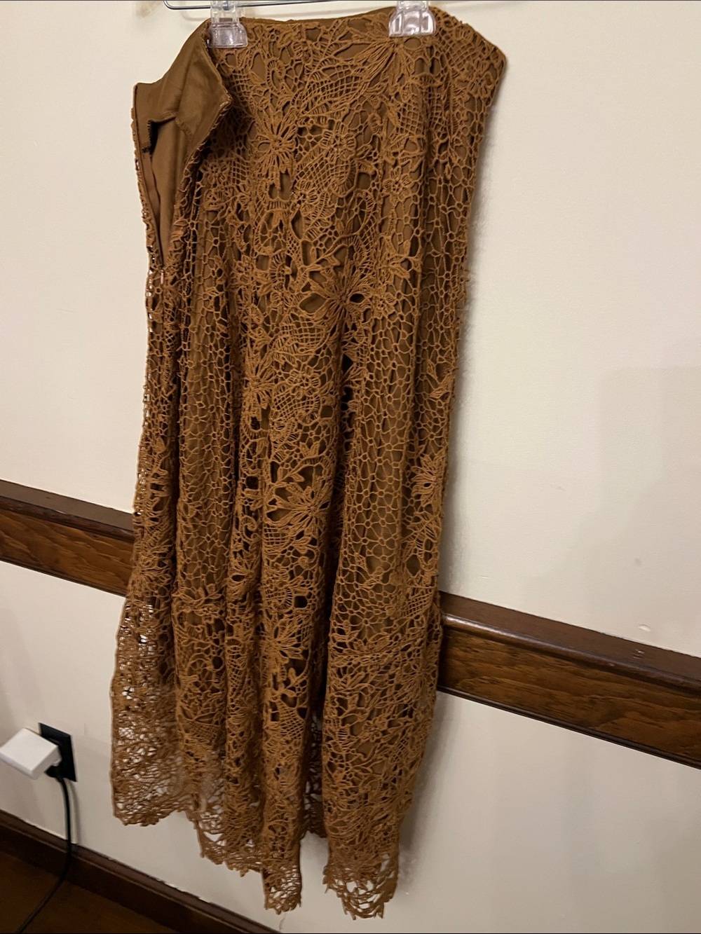 Brown Crochet Lace Maxi Skirt - Women's L